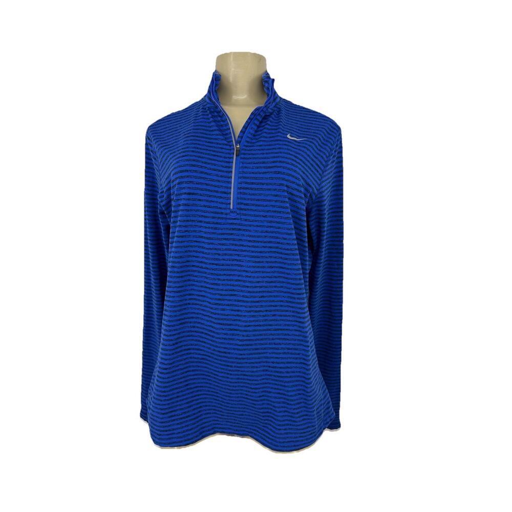 Nike Running Large DriFit Women Element Zip Shirt Quarter Zip Striped 43-9